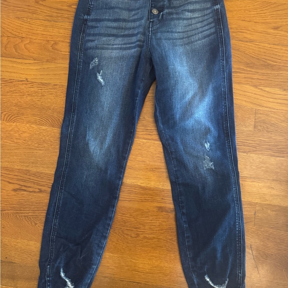 KanCan Dark Blue High Rise Distressed Jeans